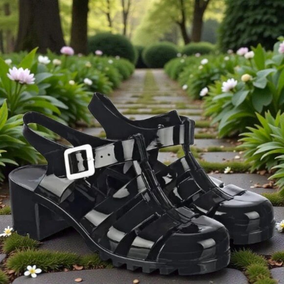 Shoes - NEW Black Vintage Adult Blush Black Jelly Shoes